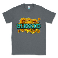 Charcoal Heather glitter blessed with sunflowers Classic Tee - AdoDesignShop