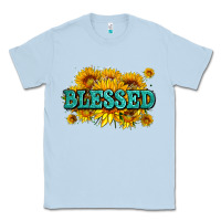 Dusty Blue glitter blessed with sunflowers Classic Tee - AdoDesignShop