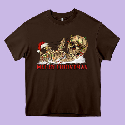 Heavy Core Tee Merry christmas skeleton