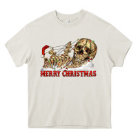 Cream Merry christmas skeleton Heavy Core Tee - RanaPortraitStore