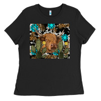 Black western cow Ladies Tee - RanaPortraitStore