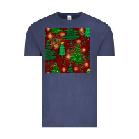 Vintage Denim christmas trees seamless pattern Vintage Tee - BundleAndBundleShop