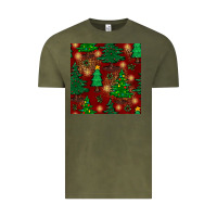 Vintage Olive christmas trees seamless pattern Vintage Tee - BundleAndBundleShop