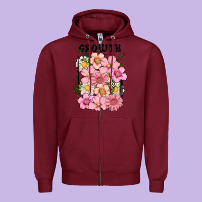 Growth Flower Zipper Hoodie Designed By Maliassmallbusiness
