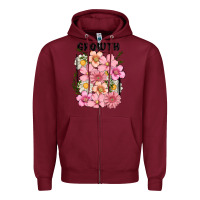 Burgundy growth flower Zipper Hoodie - MaliasSmallBusiness