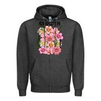 Charcoal Heather growth flower Zipper Hoodie - MaliasSmallBusiness