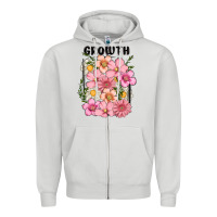 Dove Grey growth flower Zipper Hoodie - MaliasSmallBusiness