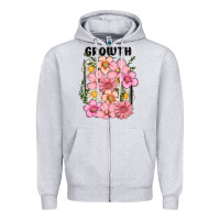 Heather Grey growth flower Zipper Hoodie - MaliasSmallBusiness