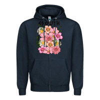 Navy growth flower Zipper Hoodie - MaliasSmallBusiness