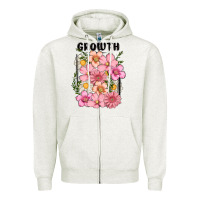 Oatmeal Heather growth flower Zipper Hoodie - MaliasSmallBusiness