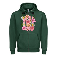 Sports Green growth flower Zipper Hoodie - MaliasSmallBusiness