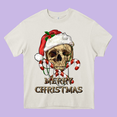 Heavy Core Tee merry christmas skull