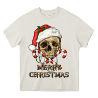 Cream merry christmas skull Heavy Core Tee - RanaPortraitStore
