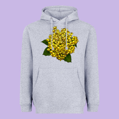 Oregon Grape Flower Illustrations Heavyweight Hoodie Designed By Lillyallendesigns