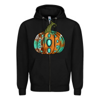 Black Western cowhide turquoise pumpkin Zipper Hoodie - NancyCooperArtShop