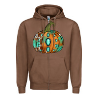 Chestnut Western cowhide turquoise pumpkin Zipper Hoodie - NancyCooperArtShop