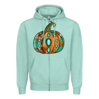 Seafoam Western cowhide turquoise pumpkin Zipper Hoodie - NancyCooperArtShop