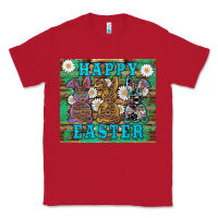 Red easter happy easter western bunnies daisies Classic Tee - Artiststas