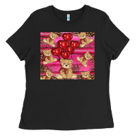 Black valentines day teddy bear tumbler Ladies Tee - RanaPortraitStore