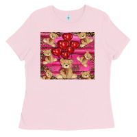 Bubblegum Pink valentines day teddy bear tumbler Ladies Tee - RanaPortraitStore