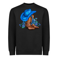 Black valentines day blue boots cowgirl hat and roses Heavyweight Sweatshirt - AdoDesignShop