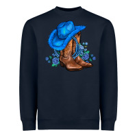 Navy valentines day blue boots cowgirl hat and roses Heavyweight Sweatshirt - AdoDesignShop