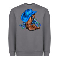 Storm valentines day blue boots cowgirl hat and roses Heavyweight Sweatshirt - AdoDesignShop
