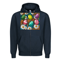 Navy Easter eggs Zipper Hoodie - NancyCooperArtShop