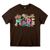 Chocolate Brown less people more cats Heavy Core Tee - Zillion Design Studio