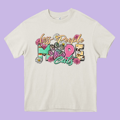 Less People More Cats Heavy Core Tee Designed By Zillion Design Studio
