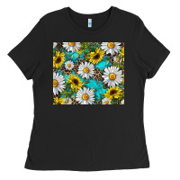 Black western daisy and sunflower Ladies Tee - RanaPortraitStore