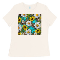 Bone western daisy and sunflower Ladies Tee - RanaPortraitStore