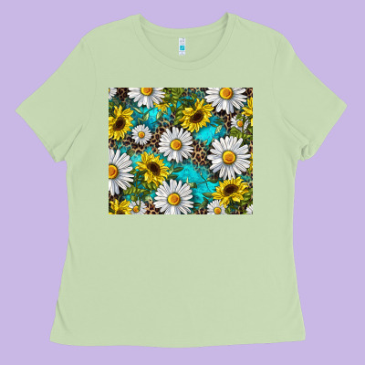 Ladies Tee western daisy and sunflower