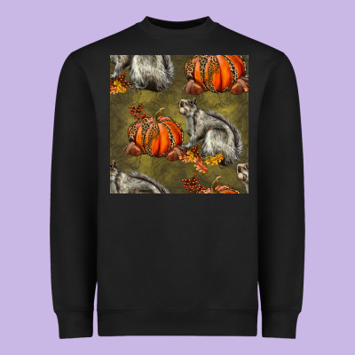 Squirrel Pumpkin Seamless Heavyweight Sweatshirt Designed By Bundleandbundleshop