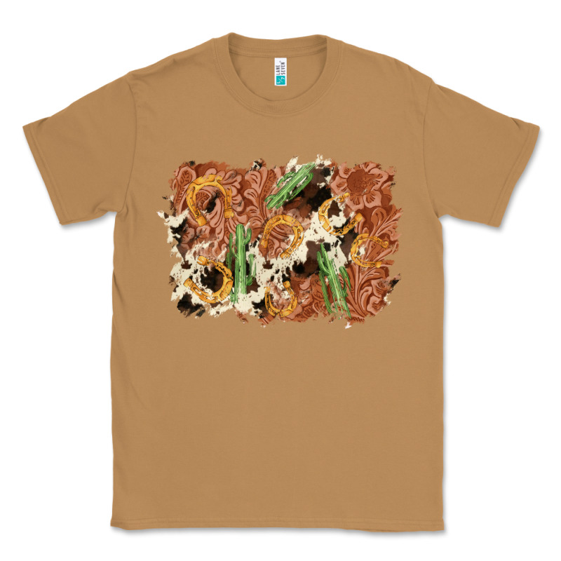 Horseshoe Cowhide Cactus Background Classic Tee by AdoDesignShop | Teevron