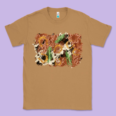 Horseshoe Cowhide Cactus Background Classic Tee Designed By Adodesignshop