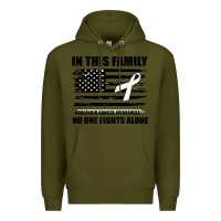 Army Green No One Fights Alone Pancreatic Cancer Awareness Premium Hoodie - Bettercallsaul