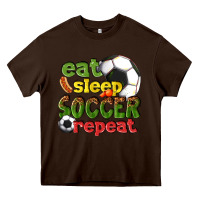 Chocolate Brown eat sleep soccer repeat Heavy Core Tee - texasbilliewilder