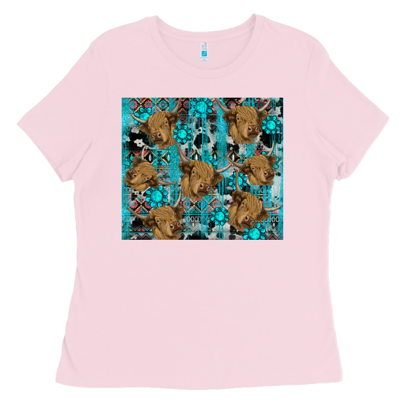 Western Aztec Highland Cow Ladies Tee by RanaPortraitStore | Teevron