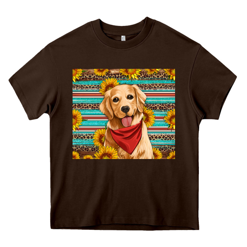 Golden Retriever With Sunflowers Heavy Core Tee by Artiststas | Teevron
