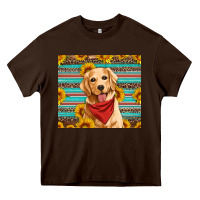 Chocolate Brown golden retriever with sunflowers Heavy Core Tee - Artiststas