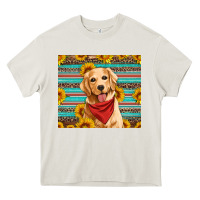 Cream golden retriever with sunflowers Heavy Core Tee - Artiststas