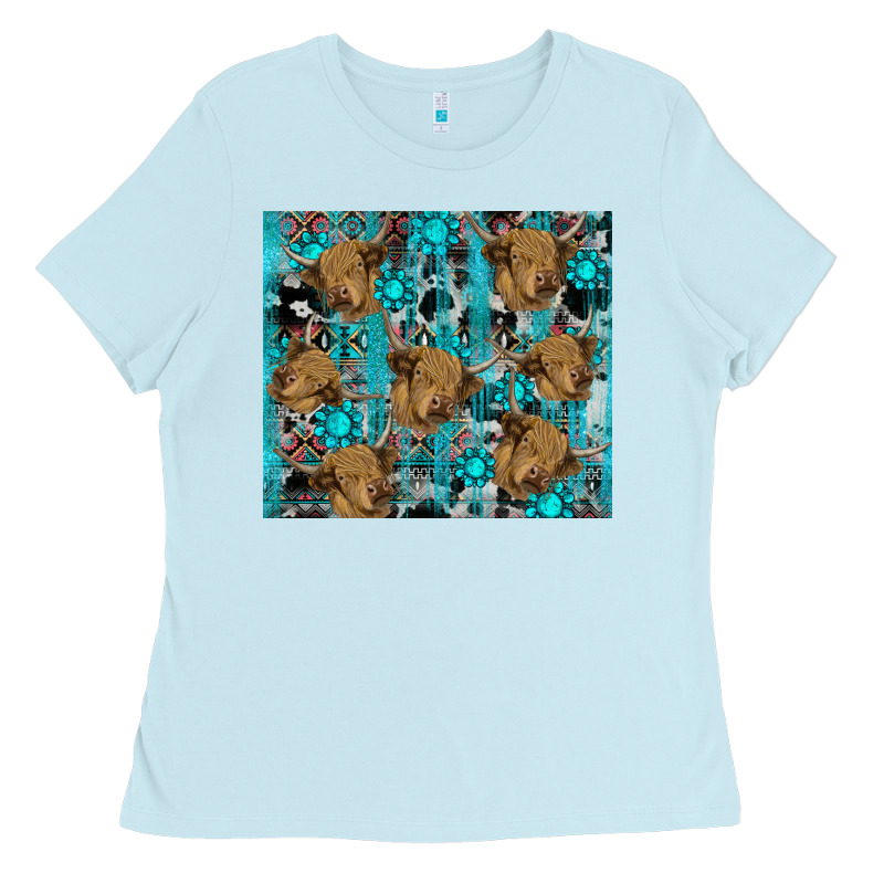 Western Aztec Highland Cow Ladies Tee by RanaPortraitStore | Teevron