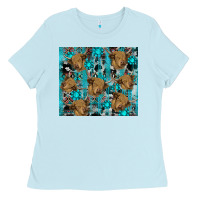 Baby Blue western aztec highland cow Ladies Tee - RanaPortraitStore