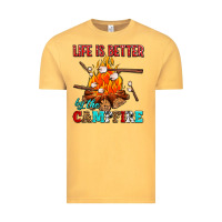 Vintage Mustard life is better by the campfire with marshmallows Vintage Tee - AdoDesignShop