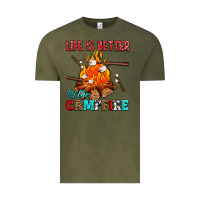 Vintage Olive life is better by the campfire with marshmallows Vintage Tee - AdoDesignShop