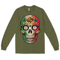 Army Green mexican skull Long Sleeve Tee - JahusDesignShop