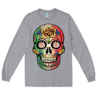 Heather Grey mexican skull Long Sleeve Tee - JahusDesignShop