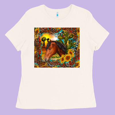 Ladies Tee western horse and sunflower