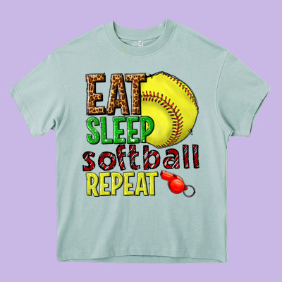 Eat Sleep Softball Repeat Heavy Core Tee Designed By Texasbilliewilder
